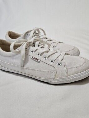 Taos Z-Soul White Sneakers Women’s Size 8.5 Lace Up Zipper Comfort Shoes